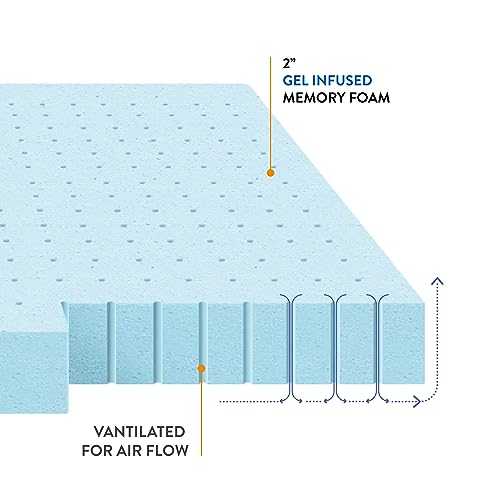 3 Inch Ventilated Memory Foam Mattress Topper, Cooling Gel Infusion, Queen J121213