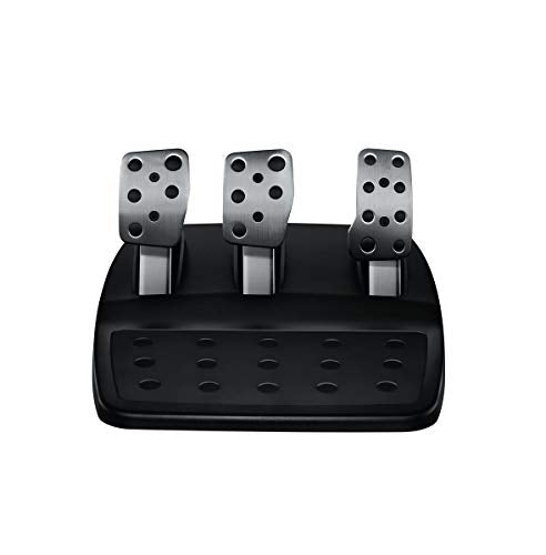 Black Leather Steering Wheel with Floor Pedals V5109