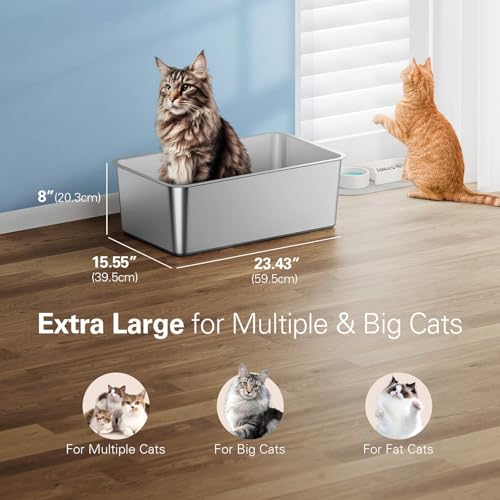 Stainless Steel Litter Box 19.5" L x 13.6" W x 6" H B4913