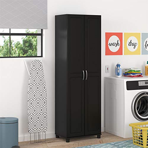 Black Engineered Wood Utility Storage Cabinet H51958