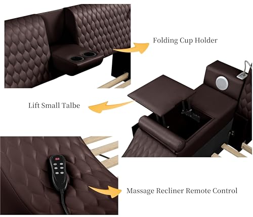 Queen Size Leather Bed Frame with Massage Recliner and Storage Space (Gray) Q98056