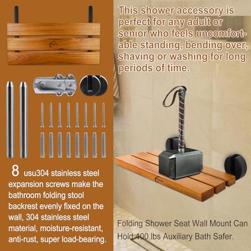 20" Wall Mounted Folding Teak Shower Seat Bench K7094