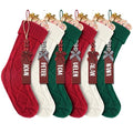 18Inch Cable Knitted Christmas Stockings in Red, White, Green A2948