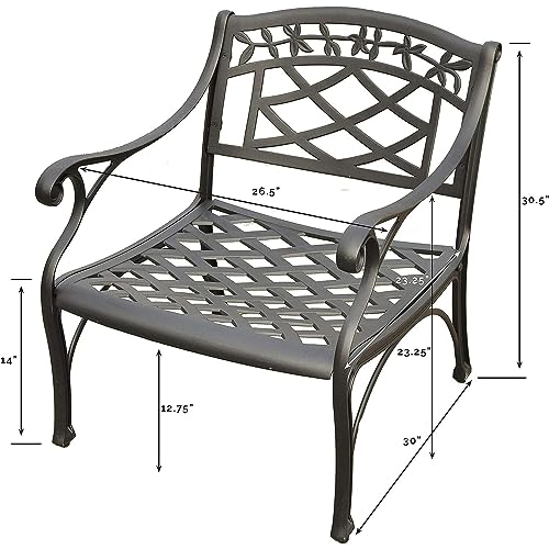 2-Piece Solid-Cast Aluminum Outdoor Conversation Set with 2 Club Chairs - Black U908025