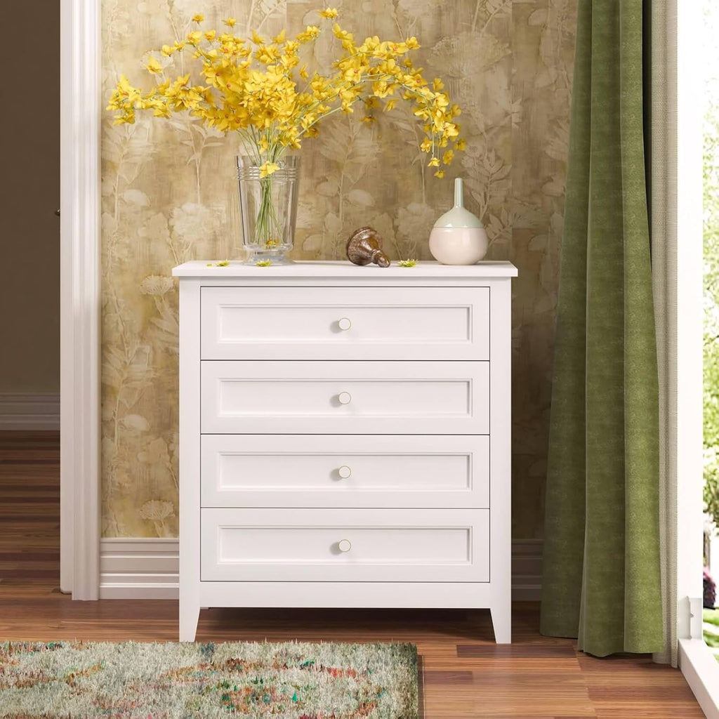 White Solid Wood Drawer Dresser I541241