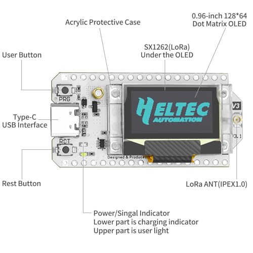 ESP32 LoRa V3 Development Board with 3000mAh Battery and 915MHz Antenna C786611