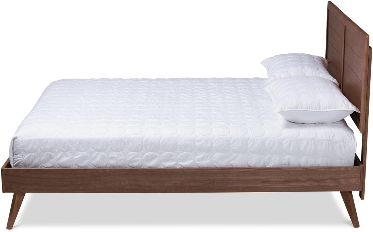 Walnut Brown Wood Queen Platform Bed U664222