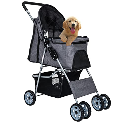 Grey 4 Wheel Pet Stroller E84429
