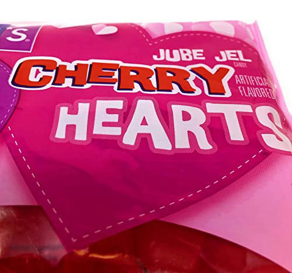 Cherry Hearts Jelly Candy Bulk Pack of 3 Bags - 12 oz Per Bag - 36 oz Total U2380