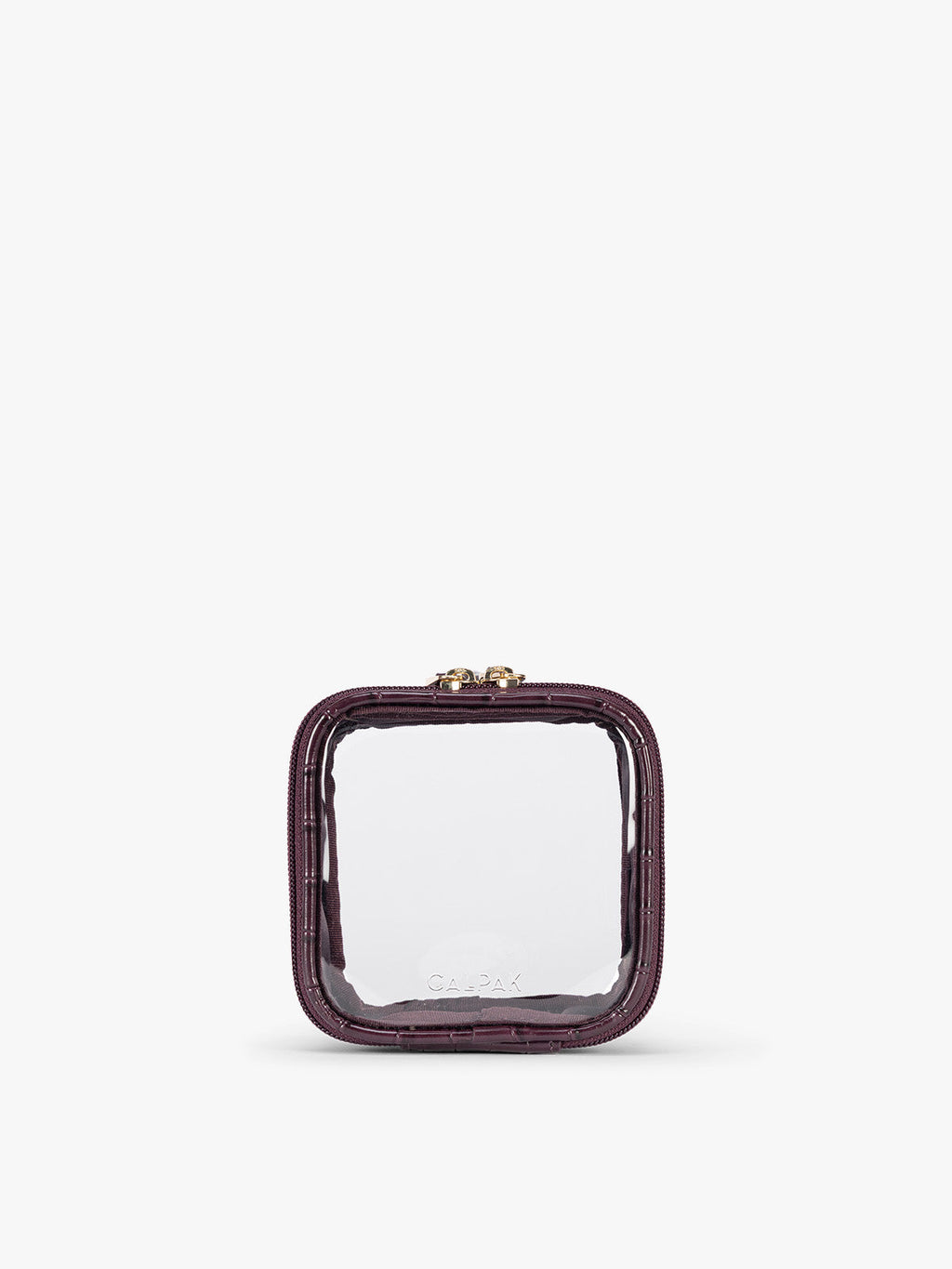Tiny Clear Cosmetics Case in Croc-Embossed