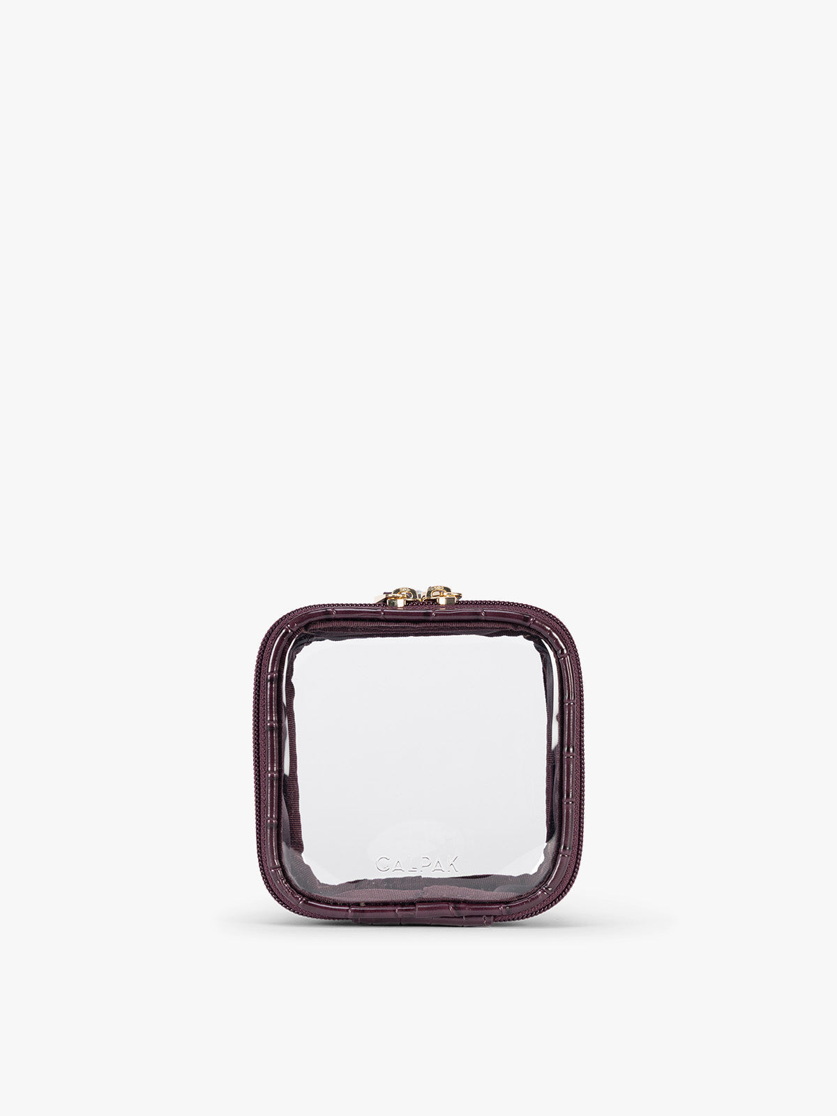 Tiny Clear Cosmetics Case in Croc-Embossed