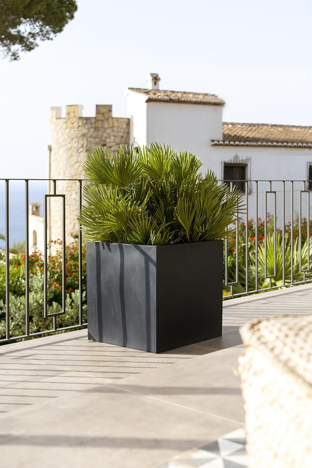 Black Fiberstone Square Planter W14538