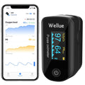 Black Bluetooth Fingertip Pulse Oximeter with Batteries and Lanyard V6195