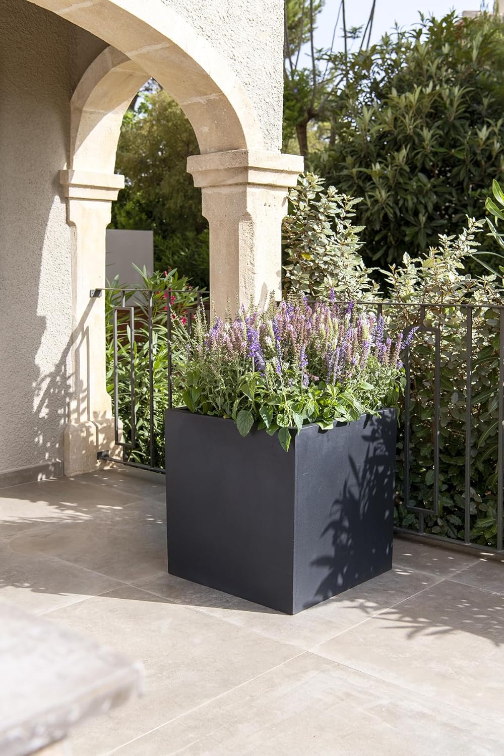 Black Fiberstone Square Planter W14538