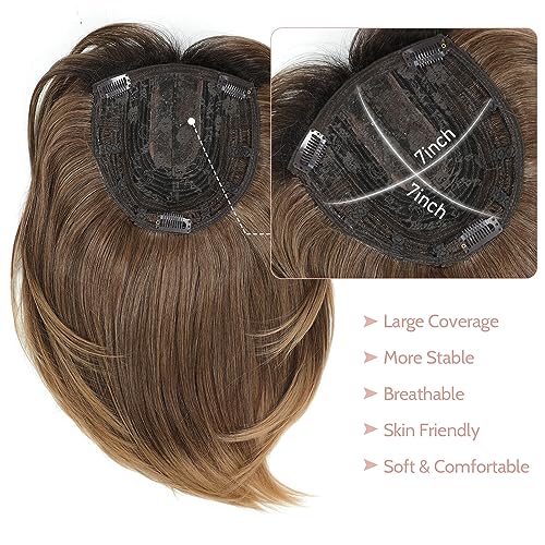 7x7'' Short Synthetic Hair Topper Brown with Dark Root F701724