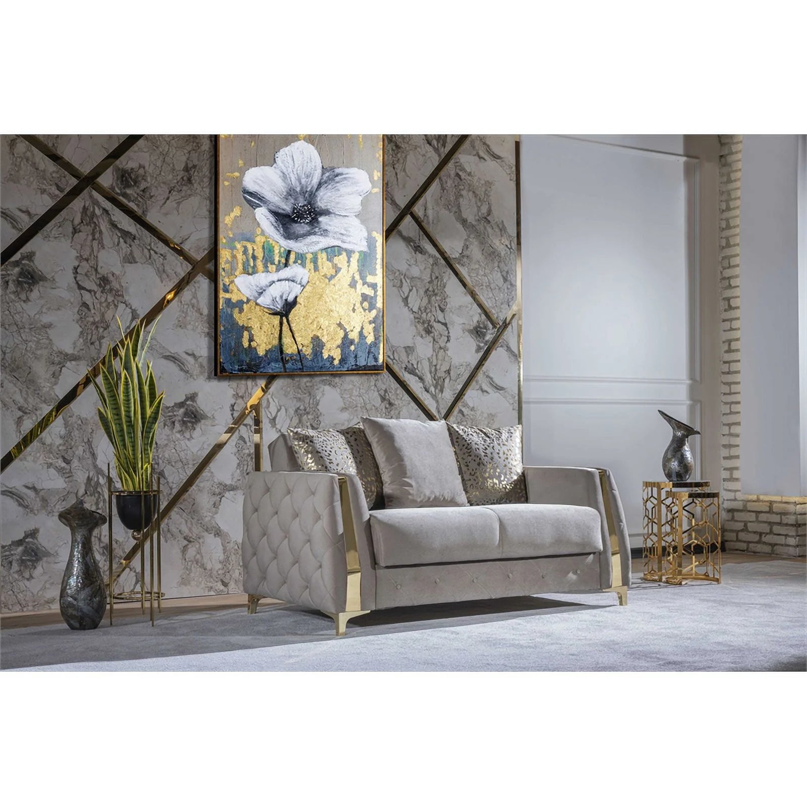 Modern 3PC Living Room Set in Taupe I4923