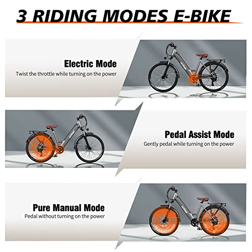 26 inch Step Thru Electric Bicycle with Removable Battery M27103