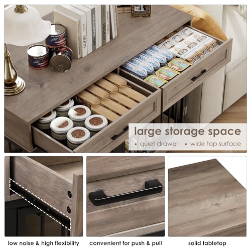 White Wooden Dog Crate with Removable Divider and 2 Storage Drawers H839564