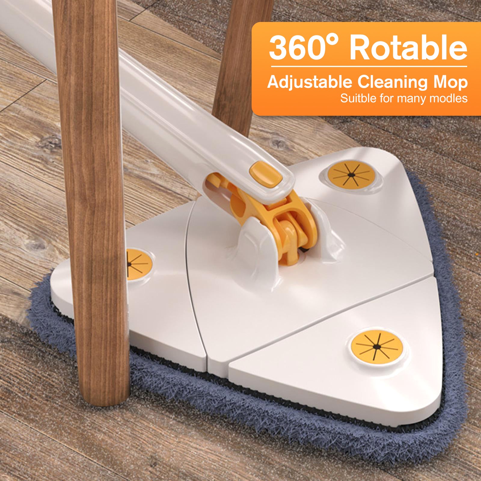 360° Adjustable Rotatable Triangle Cleaning Mop with Push-Pull Squeezing, Dry & Wet Mop N378