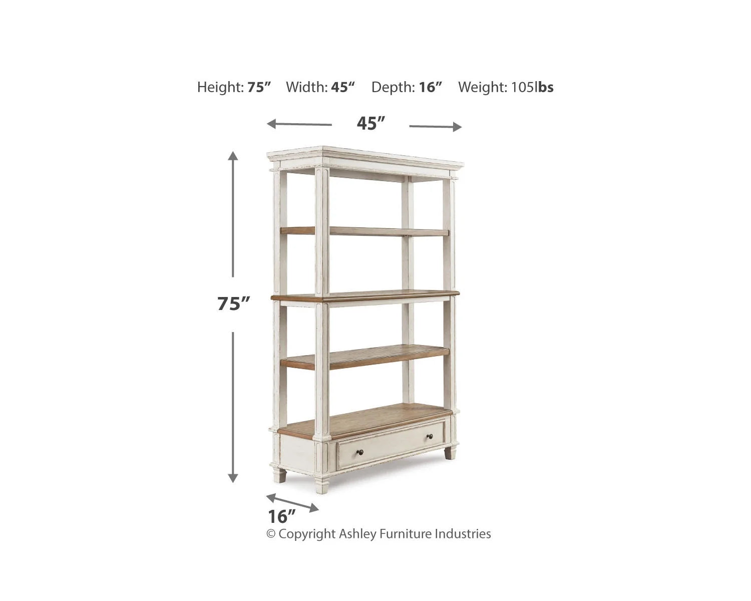 75" Bookcase Brown/White X368981