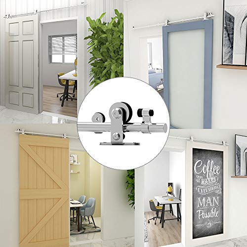 5FT Sliding Barn Door Hardware Kit, Top Mount Stainless Steel T1888