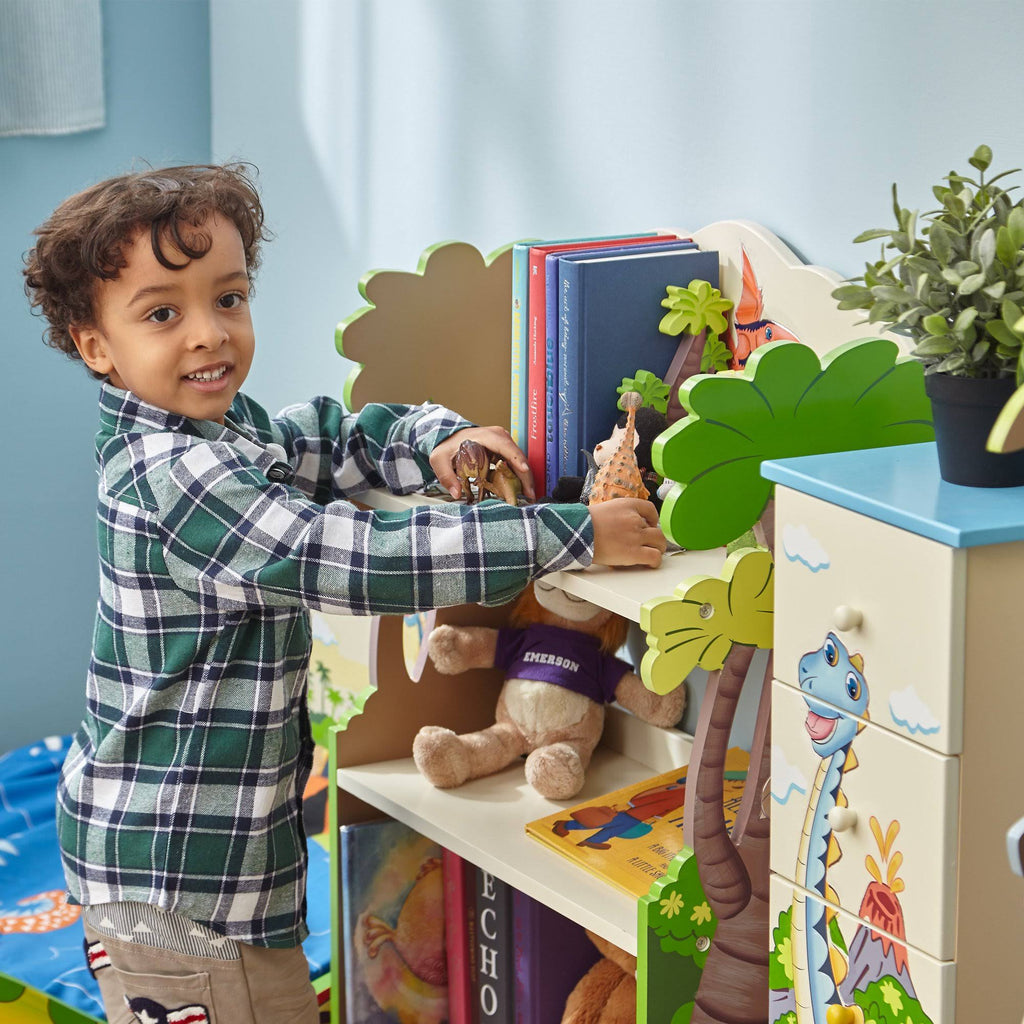 Dinosaur Kingdom Bookcase with 3 Shelves and Drawer M494