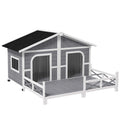 Large Wood Dog House with Porch Deck O539