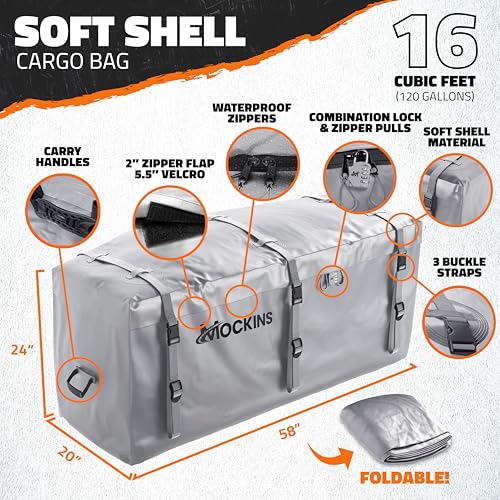 60"x20"x6" Folding Trailer Hitch Cargo Carrier with Waterproof Cargo Bag S122347