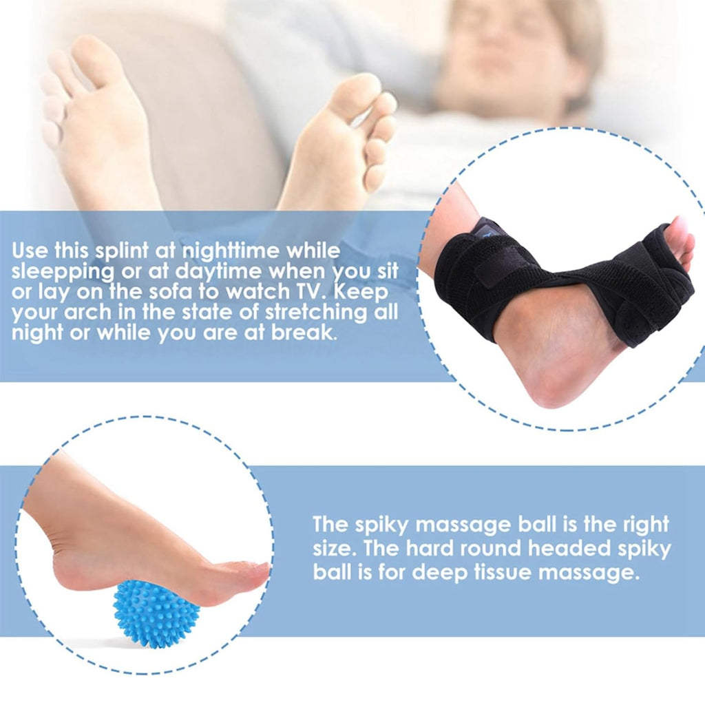 Adjustable Plantar Fasciitis Night Splint Orthotic Brace with Spiky Massage Ball W961542