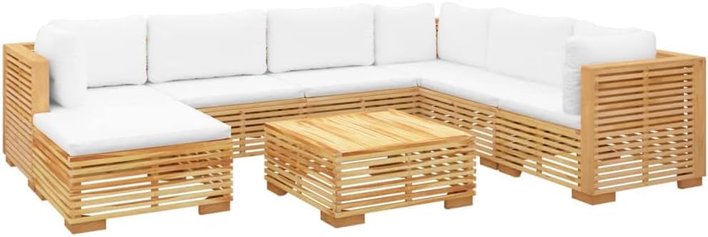 8 Piece Solid Wood Teak Patio Lounge Set with Cushions P9885