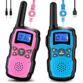 2 Pack Pink Purple Rechargeable Walkie Talkies with USB Charger 6000mAh Battery Flashlight Lanyard Q665