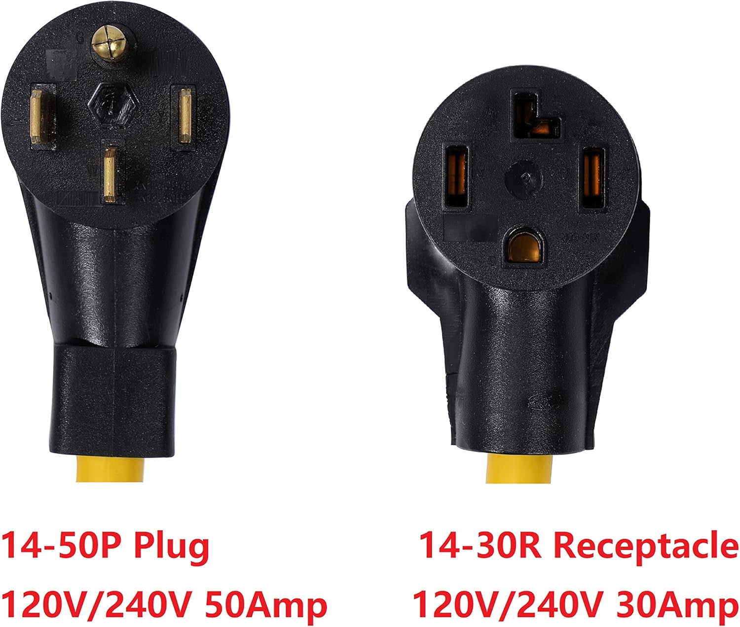 NEMA 14-50P to 14-30R 50 Amp 4 Prong Male Plug to 30 Amp 4 Prong Female Outlet Power Cord Adapter D8620