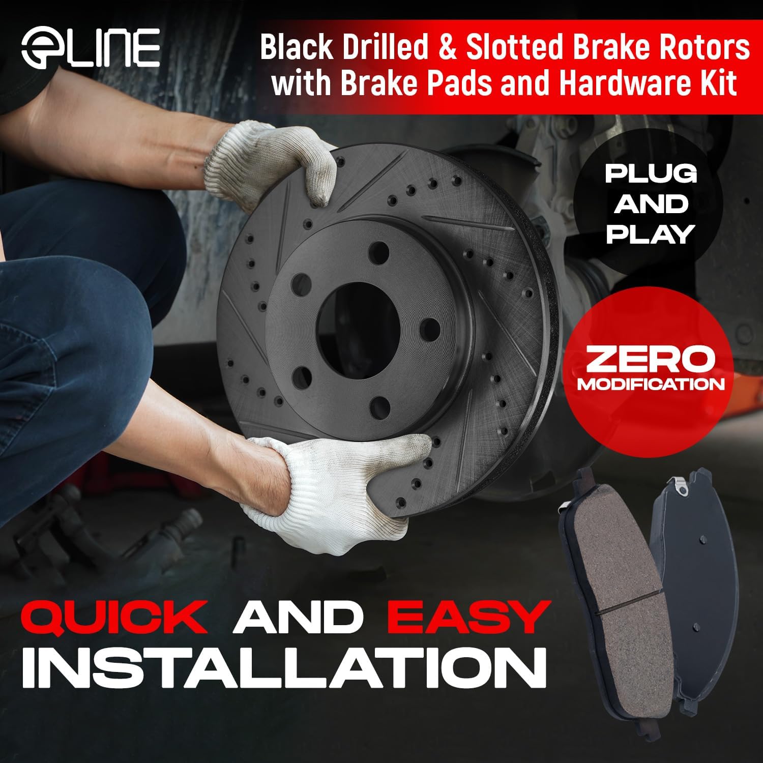 Front Rear Ceramic Brake Pads and Rotors Kit T7677
