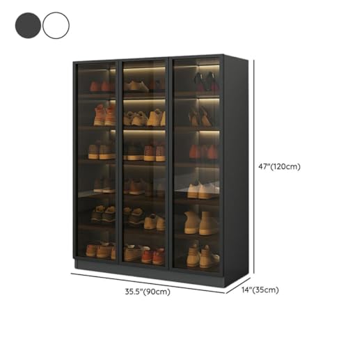 White 6-Tier Shoe Cabinet with Glass Doors R27366