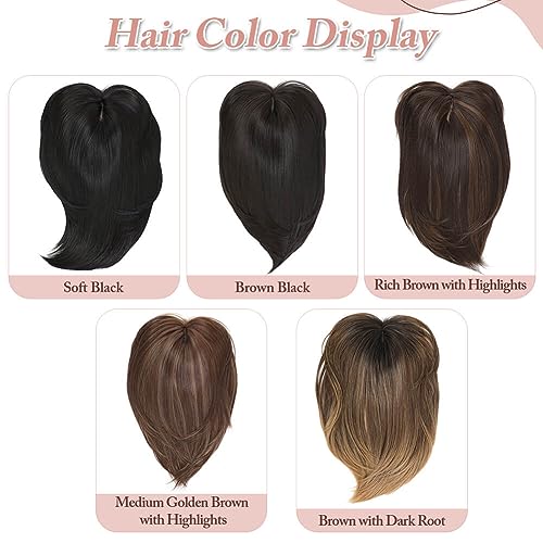 7x7'' Short Synthetic Hair Topper Brown with Dark Root F701724
