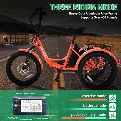 Electric Tricycle, Aluminum 20" E-Trike, 500W 48V 14.5Ah Lithium Battery, Front Suspension 3 Wheels Ebike, Front Basket Q98671