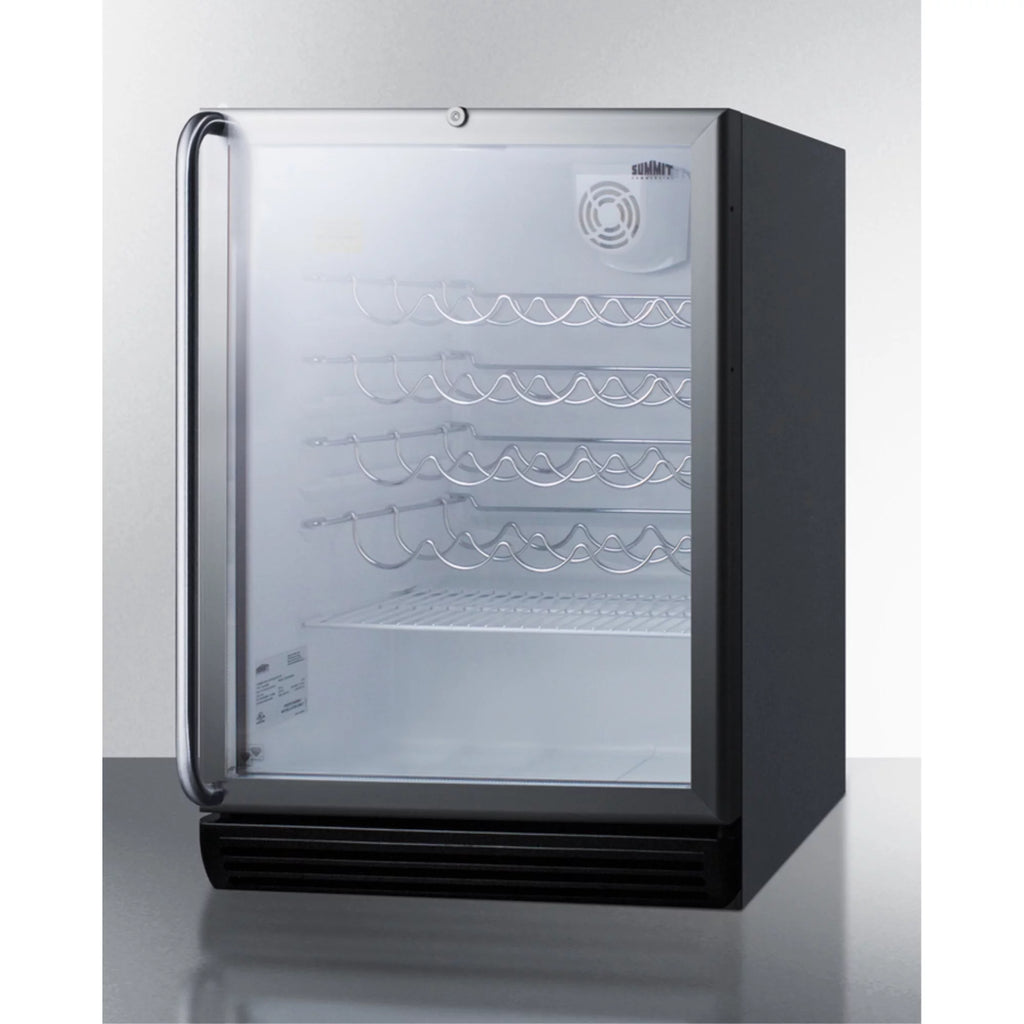 Black wine cellar with glass door L63638
