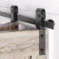 Black J Shape Bifold Sliding Barn Door Hardware Track Kit G98764