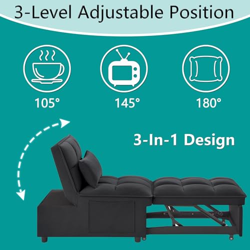 4 in 1 Sleeper Chair with Pullout Sofa Bed, Taupe T635