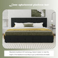 Black Linen Queen Size Platform Bed Frame with 4 Storage Drawers F9730