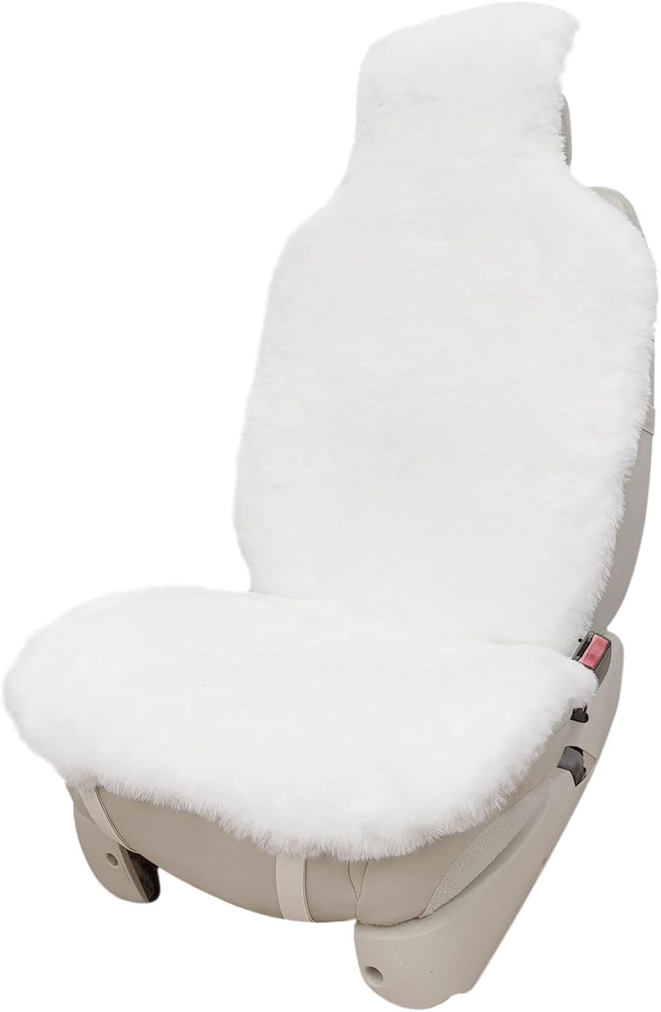 White Faux Sheepskin Fur Car Seat Cushion 1pc P250075