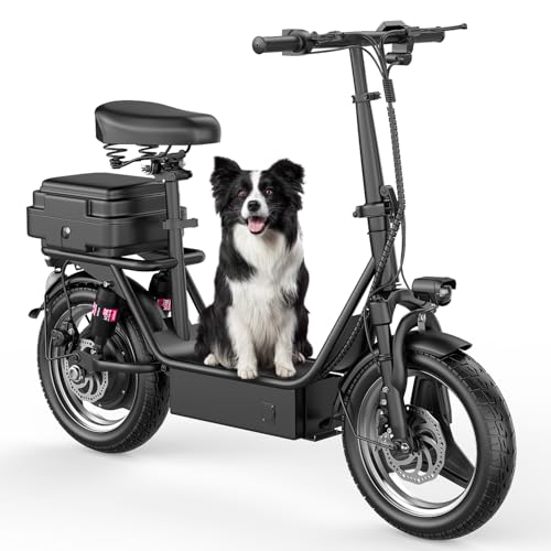500W Peak Motor Sit Down E Scooter with Basket, 14" Pneumatic Tire W8476