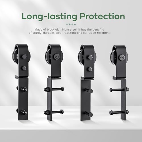 Black J Shape Bifold Sliding Barn Door Hardware Track Kit G98764