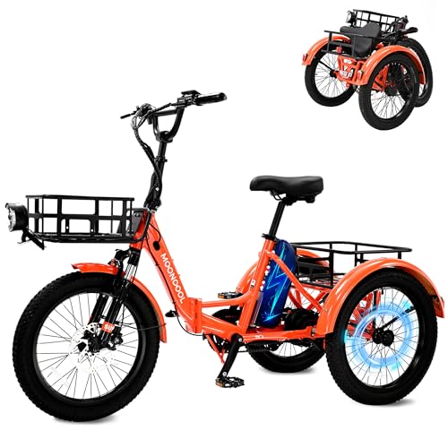Electric Tricycle, Aluminum 20" E-Trike, 500W 48V 14.5Ah Lithium Battery, Front Suspension 3 Wheels Ebike, Front Basket Q98671