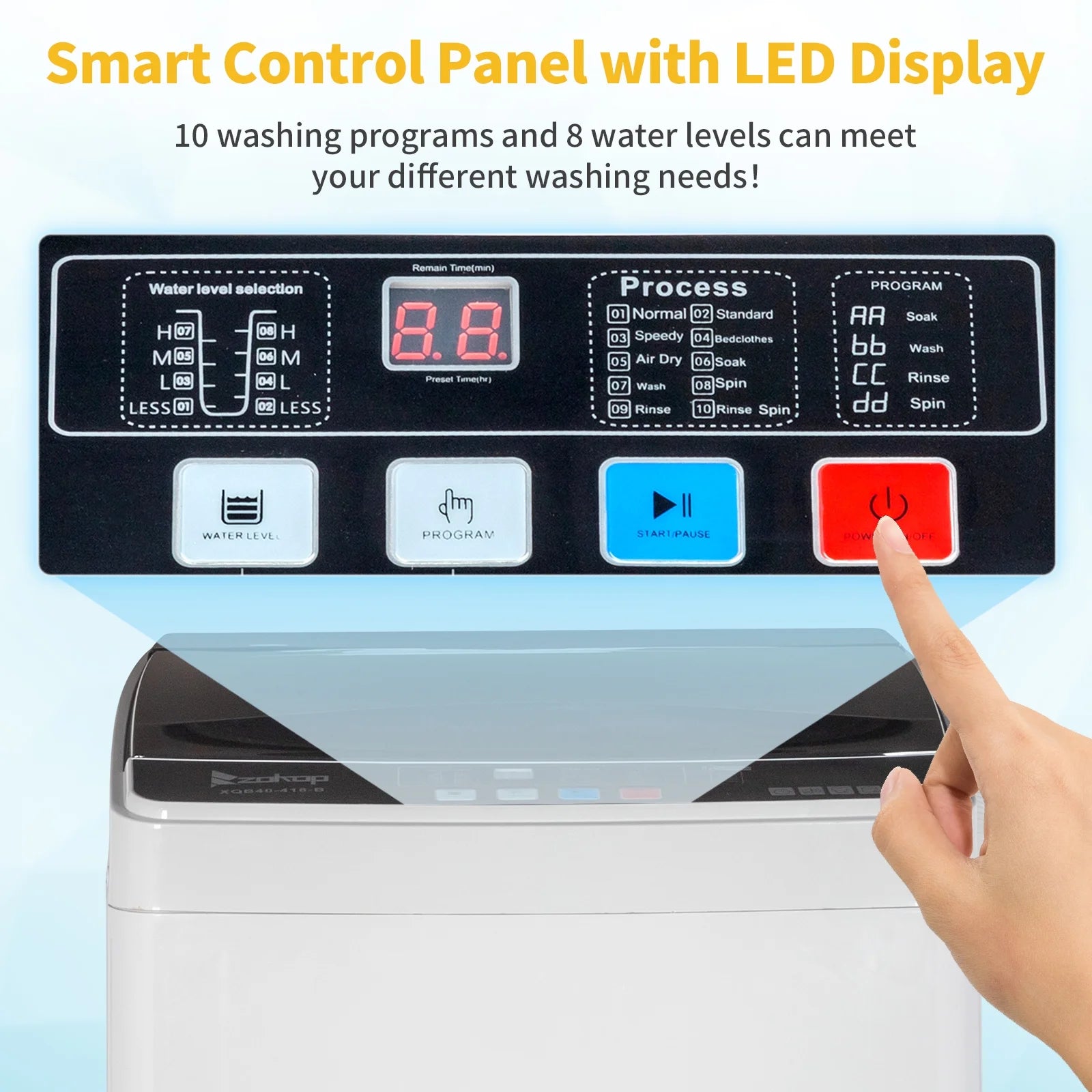 17.6 Lbs Portable Washing Machine with LED Display P441