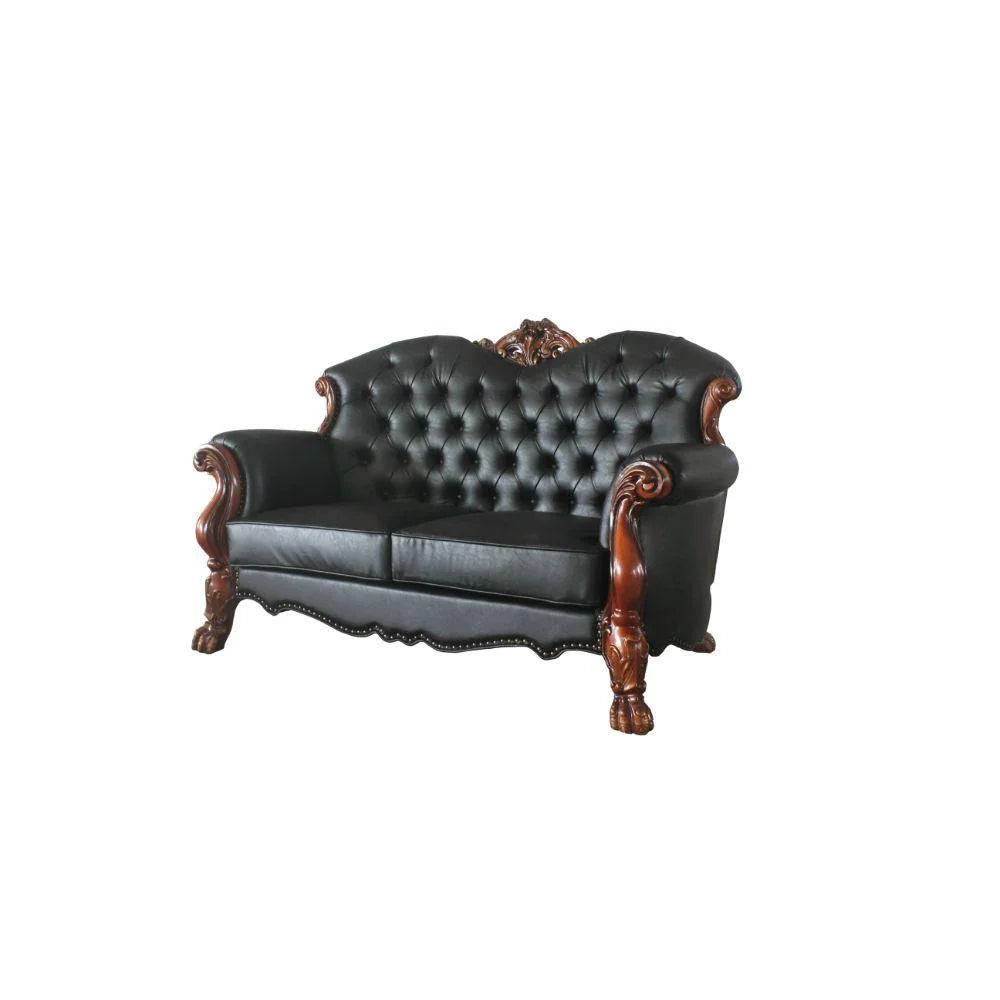 Cherry Oak Black PU Dresden Sofa Set 3 P K262282