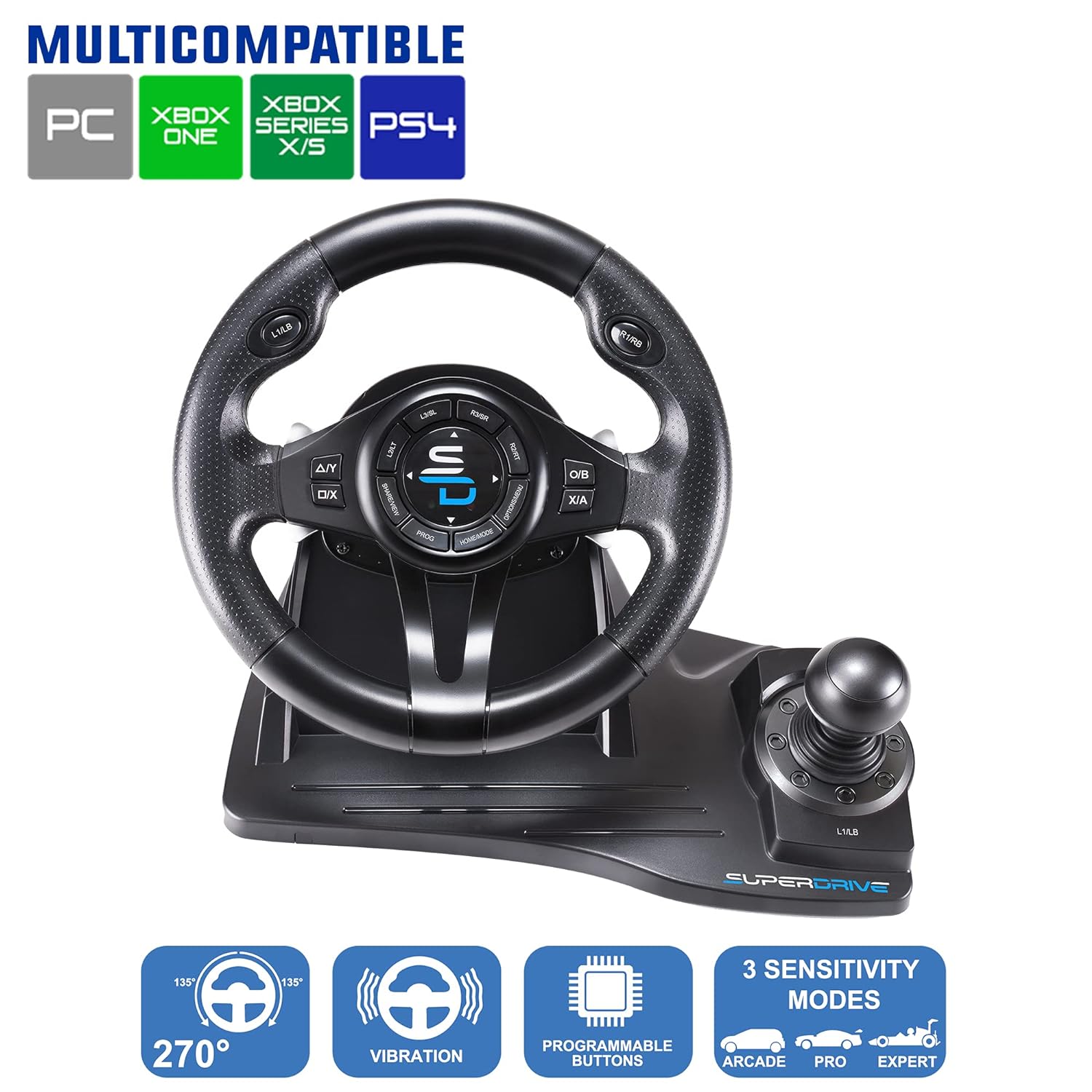 Steering Racing Wheel with Pedals, Paddles, Shifter and Vibration N72146