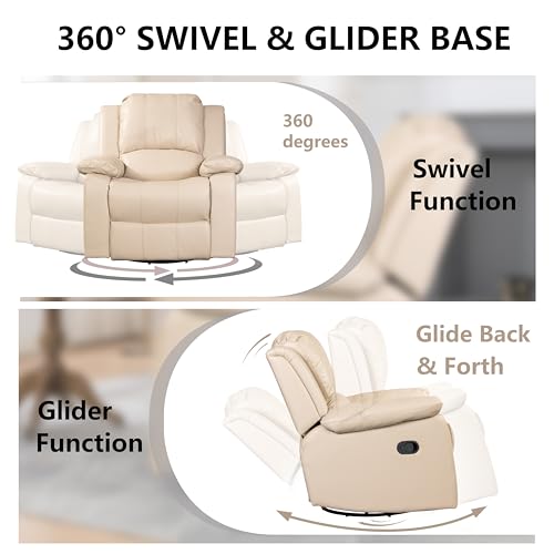 Beige Leather Swivel Recliner Chair M33279