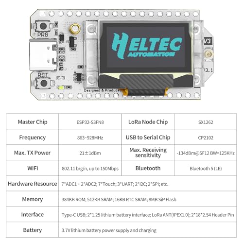 ESP32 LoRa V3 Development Board with 3000mAh Battery and 915MHz Antenna C786611