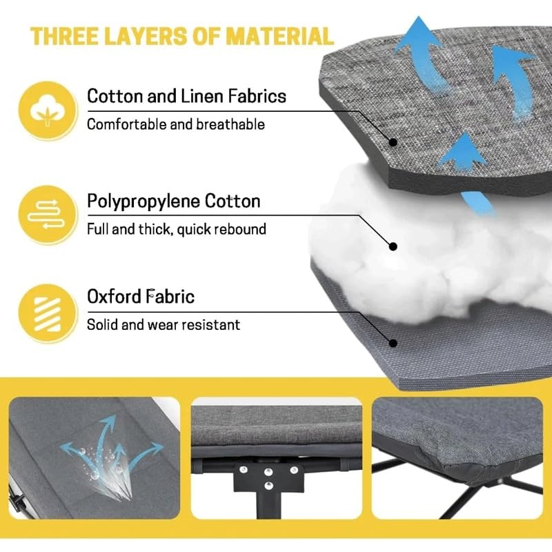 Camping Cot with Cushion and Pillow Portable Folding Bed with Carry Bag P2454
